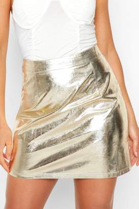 boohoo Metallic A Line Mini Skirt
