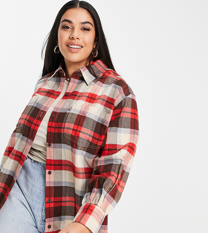 Levi's Plus utility shirt in red plaid - ShopStyle