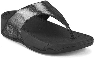 FitFlop Women's Lulu Shimmersude Toe Post Sandals - Black