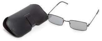 Saint Laurent Small Rectangle Frame Metal Sunglasses - Womens - Black Silver