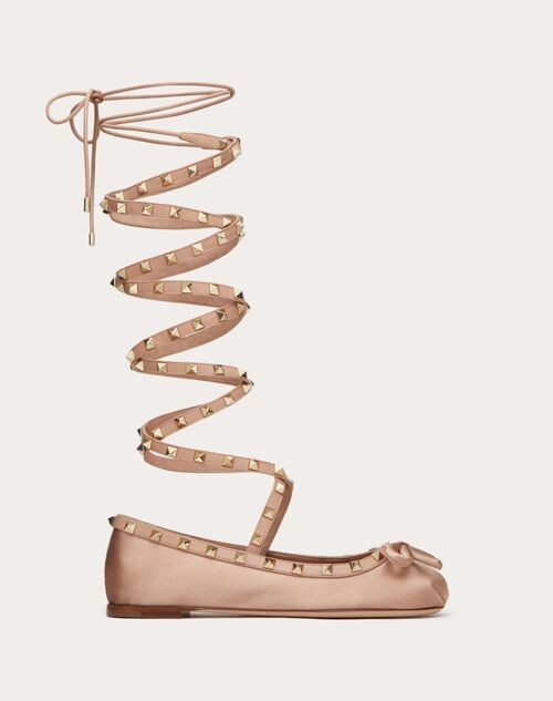 Valentino Garavani ROCKSTUD SATIN BALLERINA - ShopStyle Ballet Flats
