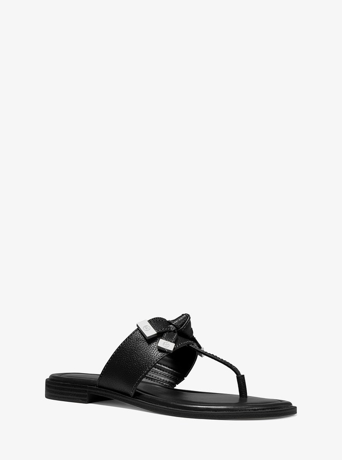 lacey butterfly embellished leather slide sandal