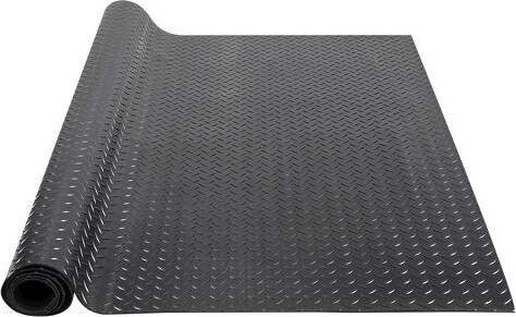 Angel Sar AngelSarDiamond-PlateRubberFlooringRoll3mmx4ftx6ftSBRGarageMatWaterproofEasy-CleanFlooringforGarageGymWorkshopBlack