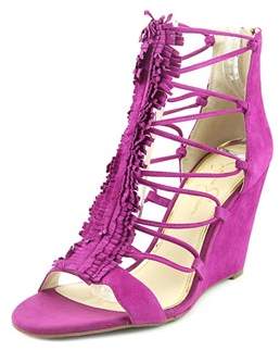 Jessica Simpson Beccy Women Open Toe Suede Purple Wedge Sandal.