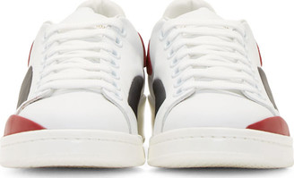 Alexander McQueen White & Red Leather Colorblock Sneakers