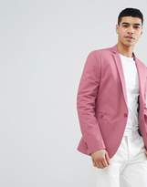 Thumbnail for your product : ASOS Design DESIGN super skinny blazer in pink cotton