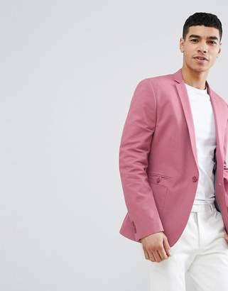 ASOS Design DESIGN super skinny blazer in pink cotton