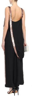 Temperley London Sycamore Sequin-trimmed Twill Wide-leg Pants