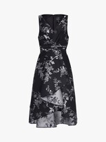 Thumbnail for your product : Adrianna Papell Pleated High Low Floral Midi Dress, Black/Silver