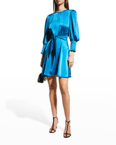 Thumbnail for your product : Shoshanna Lorna Bishop-Sleeve Satin Dress