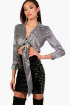 Thumbnail for your product : boohoo Stripe Tie Front Top