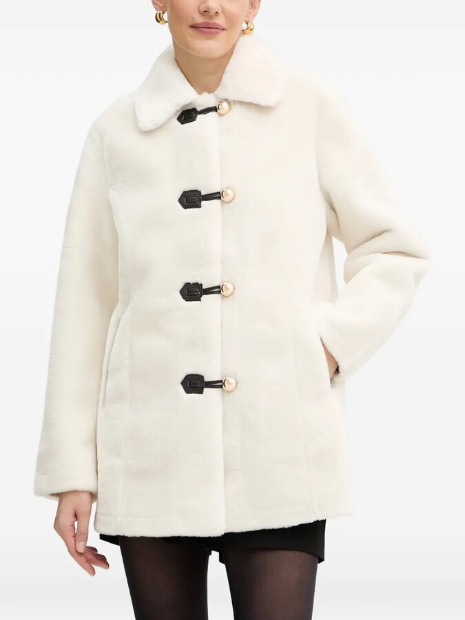 Morgan Button-Fastening Faux-Fur Coat
