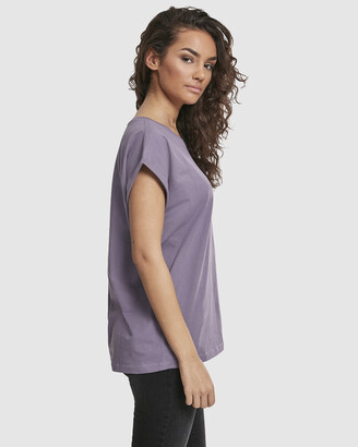 Urban Classics Women's Purple Basic T-Shirts - UC Ladies Extended Shoulder Tee