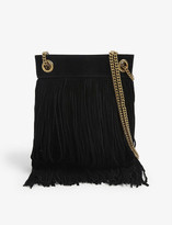 Thumbnail for your product : Saint Laurent Grace fringed mini suede hobo bag