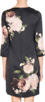 Thumbnail for your product : Erdem Emma Crewneck 3/4-Sleeve Floral-Print Silk Shift Dress