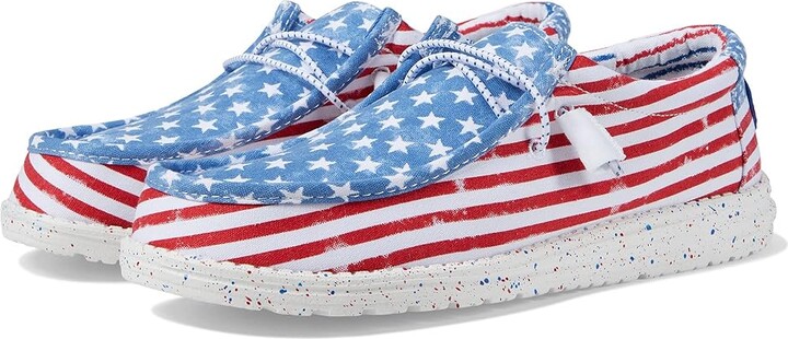 Hey Dude Wally Patriotic Shoes Stars and Stripes : EU 45 (US Men's 12) Medium, Canvas/Textile