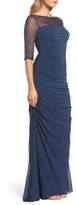 Thumbnail for your product : La Femme Embellished Mesh Ruched Jersey Gown