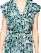 Thumbnail for your product : Liquorish Wrap Dress in Marbled Bird Print