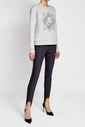 Karl Lagerfeld Paris Embroidered Cotton Sweatshirt with Pleated Hem