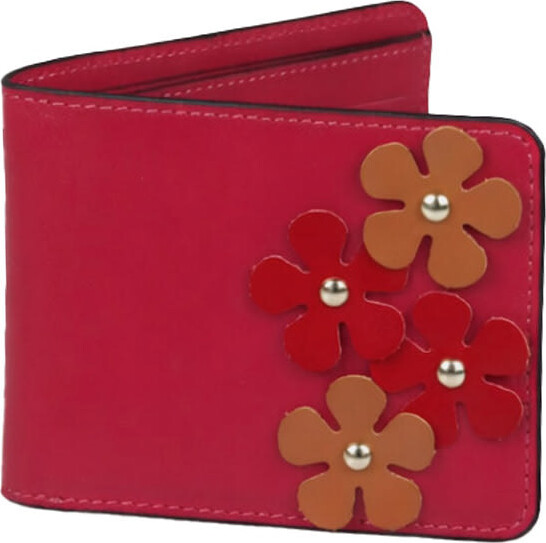 F3Rog by Rana Pink / Red / Brown Red Tobacco Brown & Pink Flower Wallet
