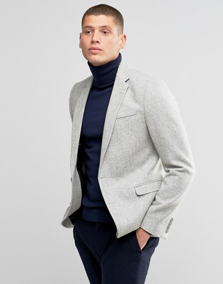 ASOS Slim Blazer In Gray 100% Wool