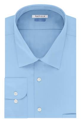 Van Heusen Men's Big and Tall Dress Shirts Lux Sateen Solid Grey 18" Neck 32"-33" Sleeve