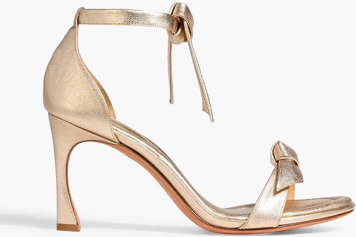 Alexandre Birman Clarita bow-detailed metallic pebbled-leather sandals