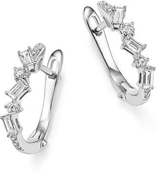 KC Designs 14K White Gold Diamond Mosaic Hoop Earrings