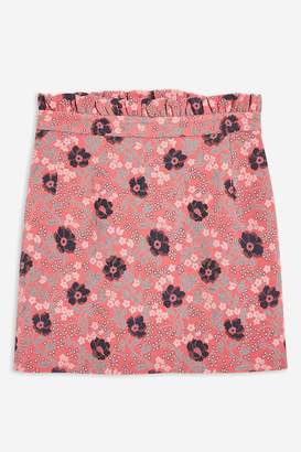 Topshop Womens Tall Poppy Print Jacquard Mini Skirt - Pink