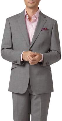 Charles Tyrwhitt Silver Classic Fit Cross Hatch Weave Italian Suit Wool Jacket Size 38