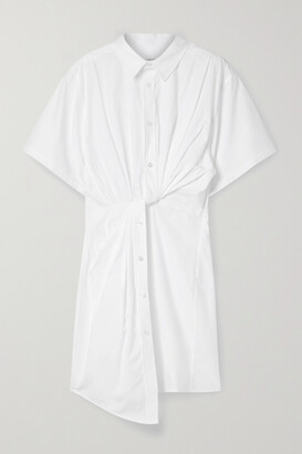 alexanderwang.t Twist-front Cotton-poplin Mini Shirt Dress - White