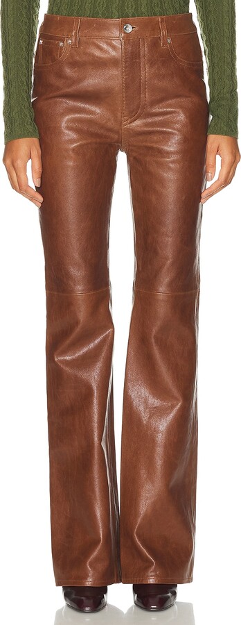 RABANNE Leather Straight Leg in Brown