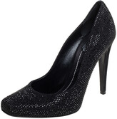 Thumbnail for your product : Christian Dior Black Crystal Embellished Suede Square Toe Pumps Size 40