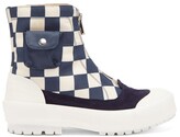 Thumbnail for your product : J.W.Anderson Zipped Check Cotton-canvas Boots - Blue White