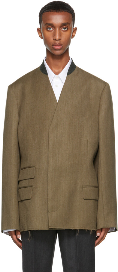 collarless black blazer