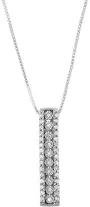 Ice Diamond Accented Sterling Silver Bar Pendant Necklace