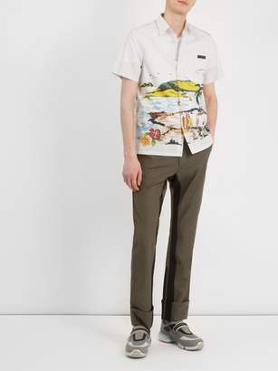 Prada Stripe Detail Mohair Blend Trousers - Mens - Khaki
