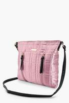 Thumbnail for your product : boohoo Quilt & Zips Nylon Cross Body Bag