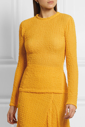 Victoria Beckham Silk-seersucker Top - Yellow