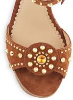Thumbnail for your product : Ash Bliss Studded Suede & Cork Wedge Sandals