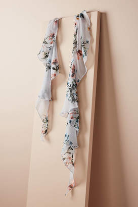 Anthropologie Painted Florals Ruffled Scarf