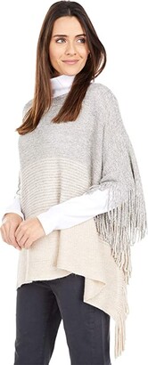 San Diego Hat Company Pullover Color-Blocked Poncho with Fringe
