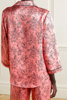 Thumbnail for your product : Morgan Lane Kinsley Piped Floral-print Satin Pajama Top - Pink