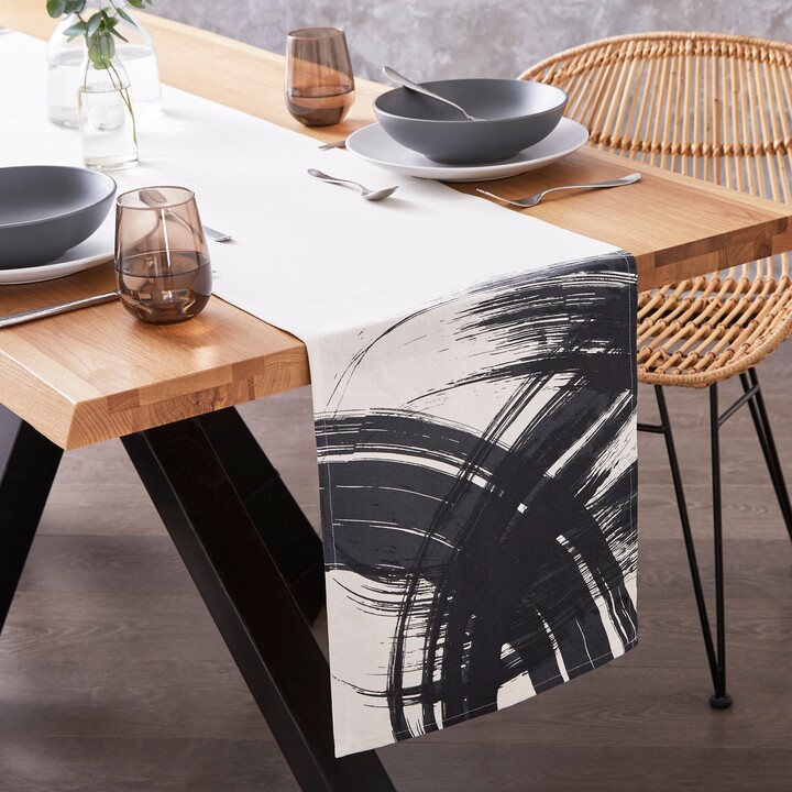 Dunelm Abstract Brushstroke Runner 35cm x 230cm Black and white ShopStyle