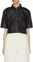 Thumbnail for your product : REMAIN 'Marcha' Shoulder Strap Spread Collar Crop Leather Shirt