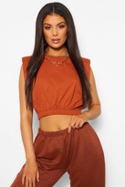 Thumbnail for your product : boohoo Shoulder Pad Elasticated Waist Tee