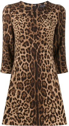 Dolce & Gabbana Leopard-Print Crepe Minidress