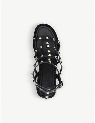 Valentino Rockstud leather wedge sandals