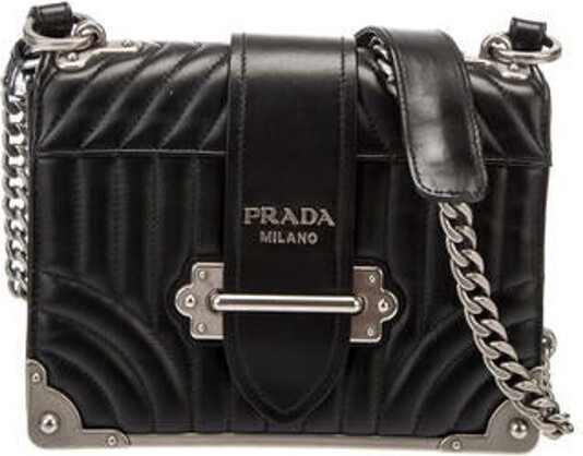 Prada Cahier whipstitched leather and raffia shoulder bag (11,345