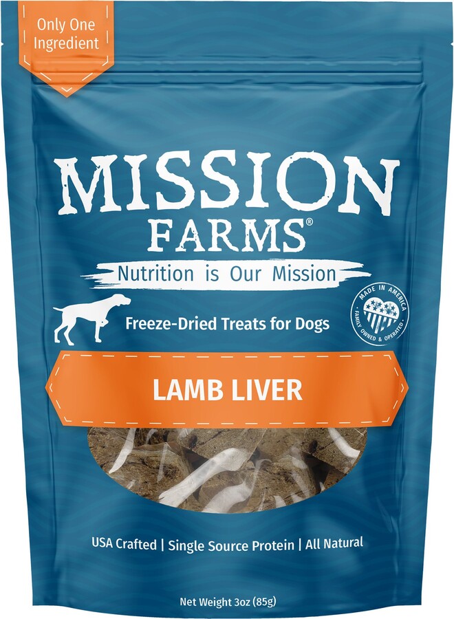 Mission Farms Lamb Liver Adult Freeze-Dried Dog Treats, 3-oz bag